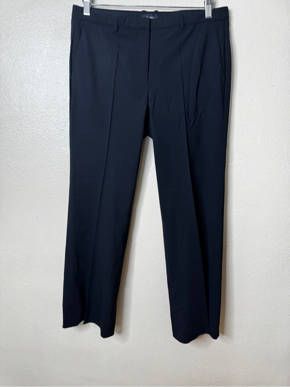 Theory Womens Size 8 Demitria 2 Classic Pants Black Virgin Wool Stretch